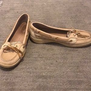 Sperry Gold sparkle boat shoes